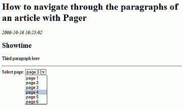 Pager with select menu example